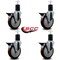 Service Caster 5'' Maroon Poly Swivel 1-3/4'' Expanding Stem Caster Set with Brake, 4PK SCC-EX20S514-PPUB-MRN-PLB-134-4 - alternate 2